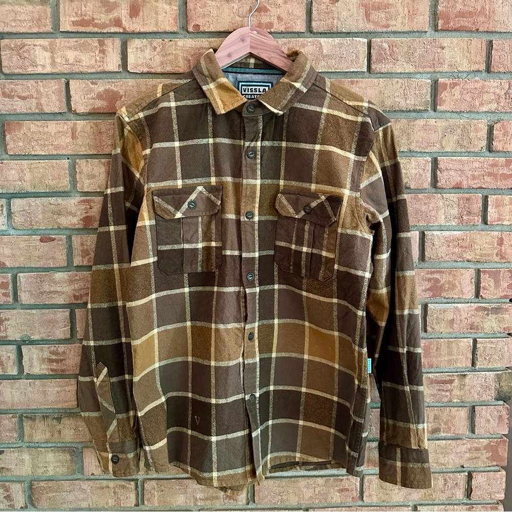Vissla Creators Eco LS Flannel Shirt - Medium - Dark Earth